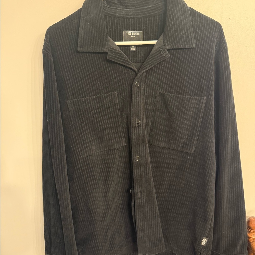 Todd Snyder Men’s Black Corduroy Button-Down Shirt Jacket